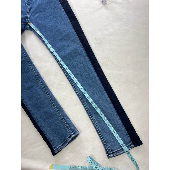 Rag & Bone Double Indigo Jean High Waist Skinny Womens 26 2 Tuxedo Tonal Stripe - Picture 8 of 8